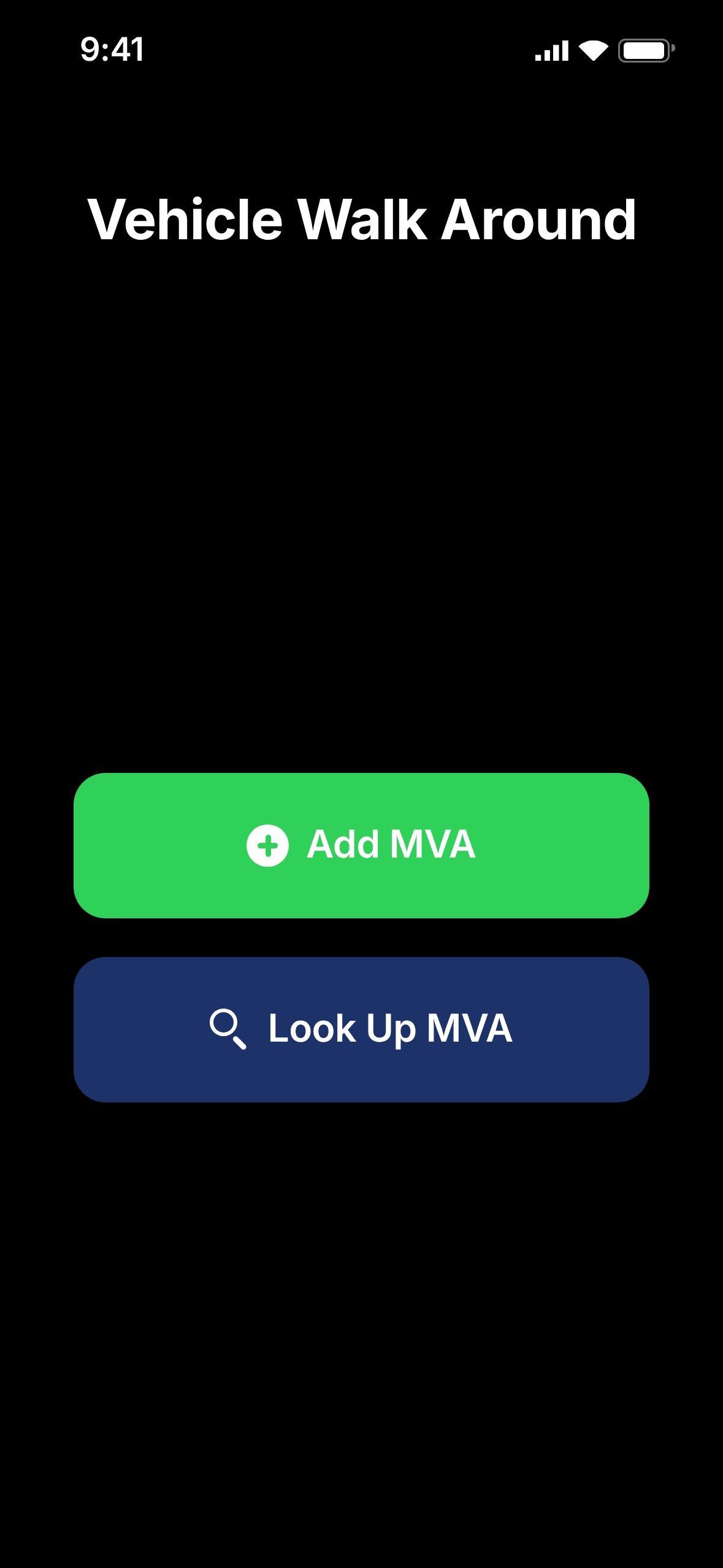 Walk Around 360 home screen: Add MVA and Look Up MVA
